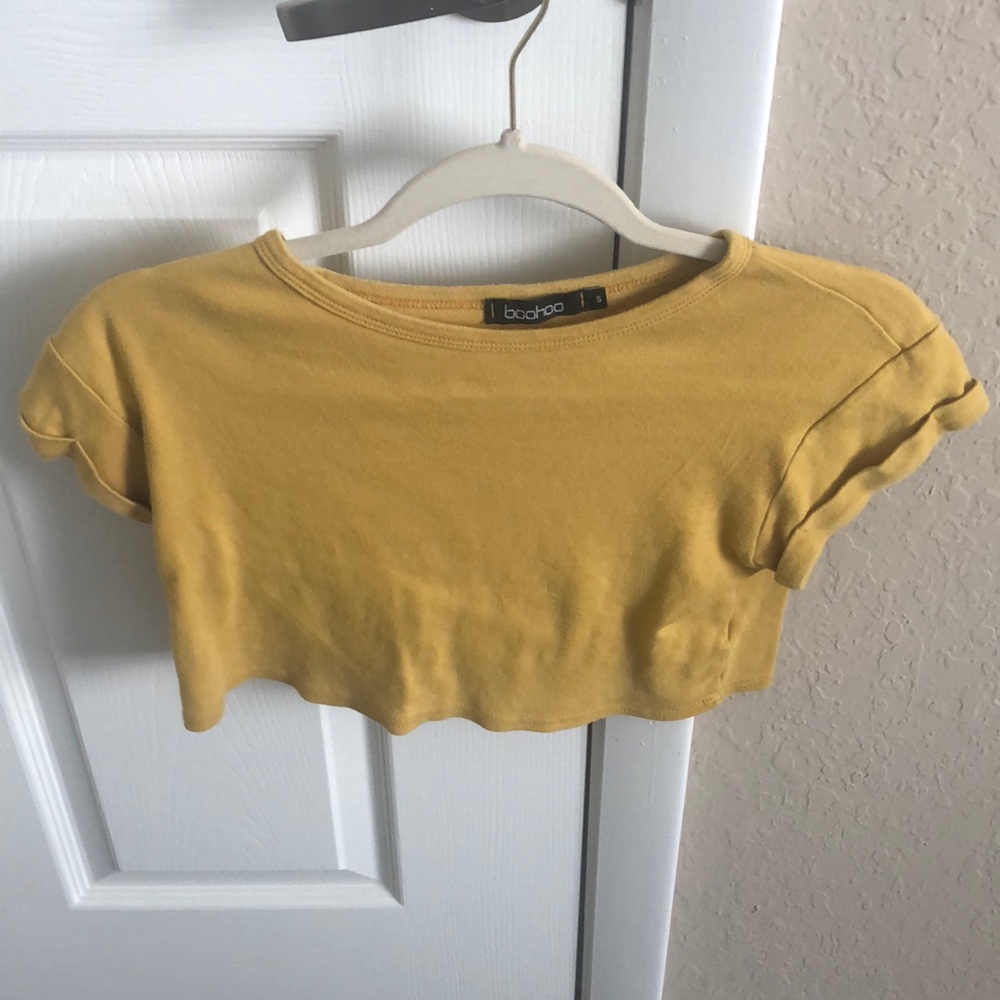Boohoo mustard yellow crop top